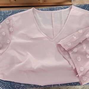 Blush Pink V-Neck Blouse NWOT